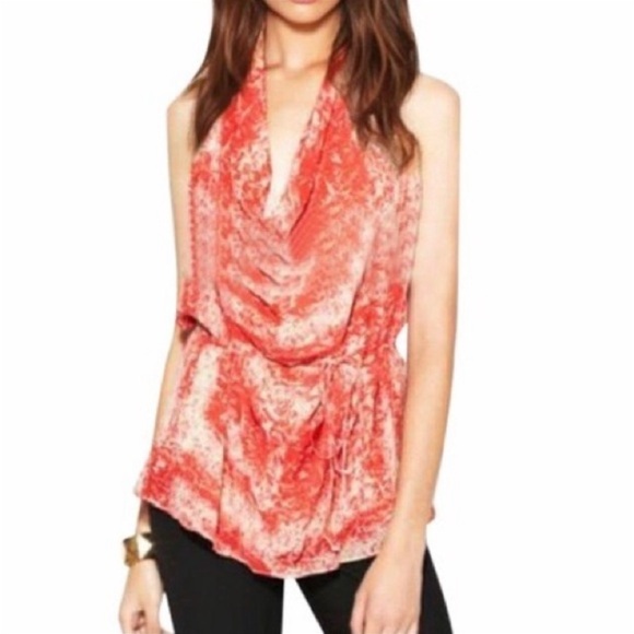 RACHEL Zoe Poppy Silk Halter Tunic Size 10 - Picture 1 of 9